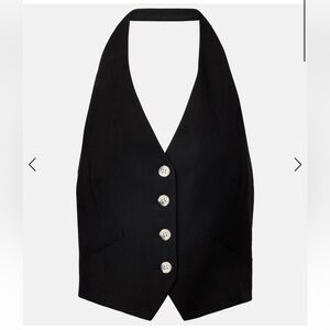 Veronica Beard Arabella Stretch Linen Vest in Black